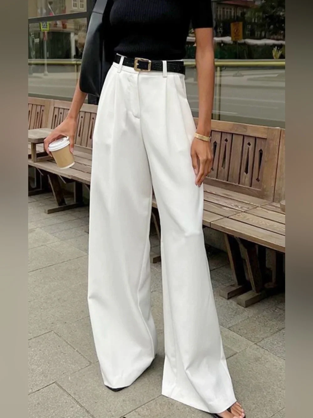 Commense White Wide-Leg Dress Pants. Absolutely gorgeous 🧡🔥 look amazing piece 😎
